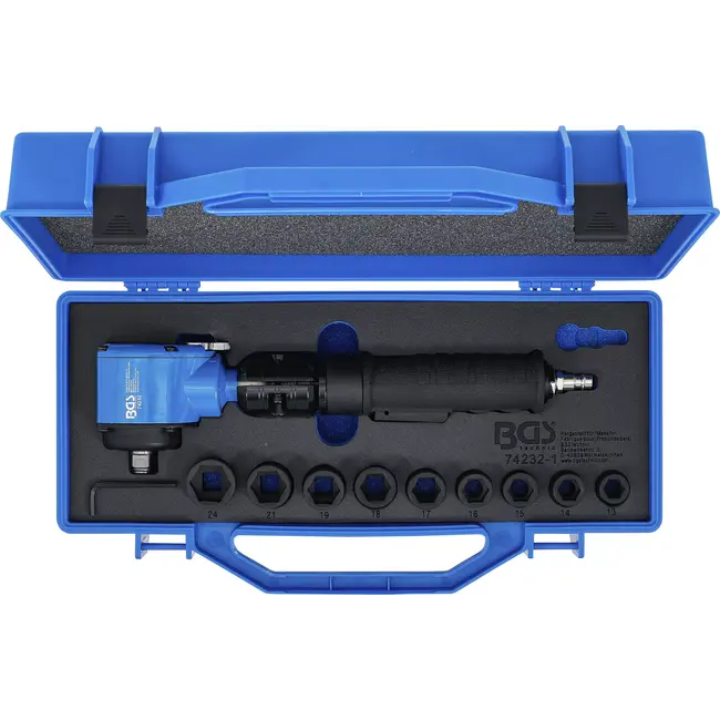 BGS Lucht slagmoersleutel - haakse en kracht dopsleutelset - 1/2" - 650 Nm - 10 delig