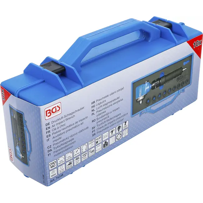 BGS Lucht slagmoersleutel - haakse en kracht dopsleutelset - 1/2" - 650 Nm - 10 delig