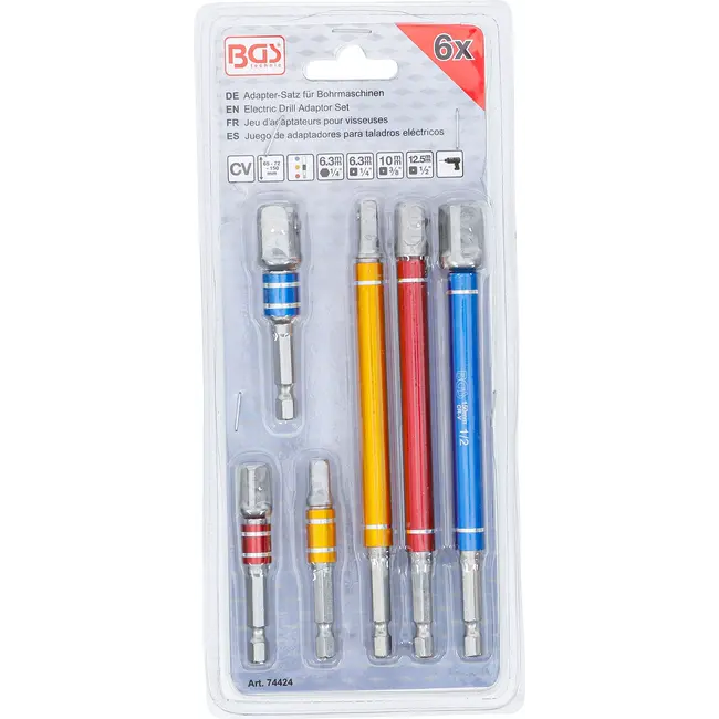 BGS Adapterset voor boormachines - gekleurd - 6 delig