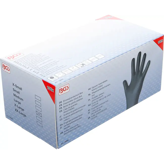 BGS Wegwerphandschoenen-box - nitril - extra grip - maat L - 100 stuks