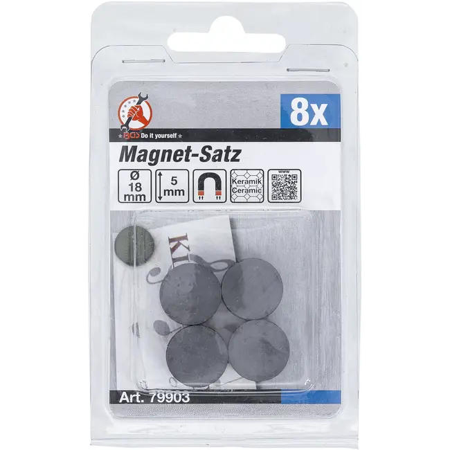 BGS Magneetset - keramiek - Ø 18 mm - 8 delig