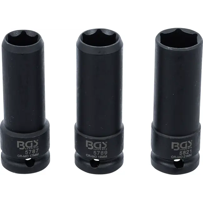 BGS Speciale krachtdoppenset - 1/2" - 17 / 19 / 21 mm - 3 delig
