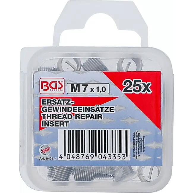 BGS Reserve draadbussen - M7 x 1,0 mm - 25 delig