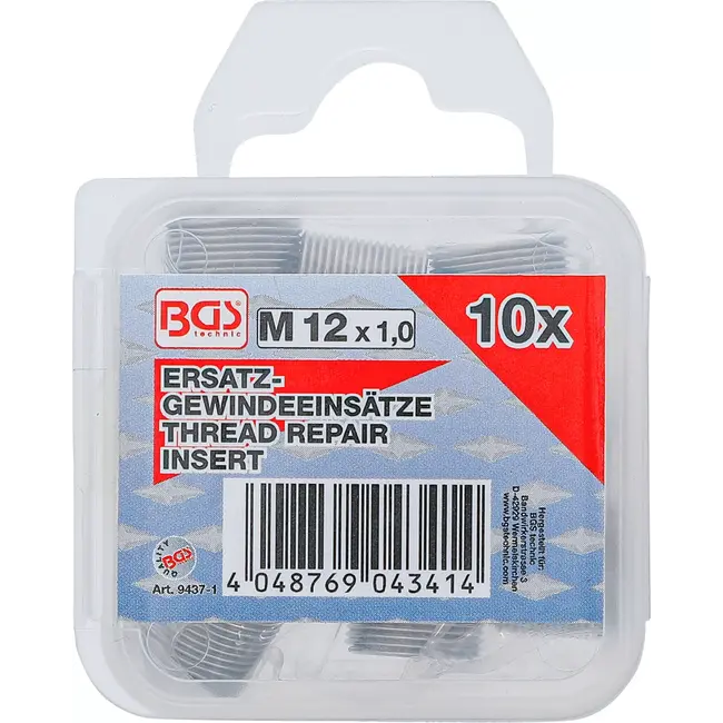 BGS Reserve draadbussen - M12 x 1,0 mm - 10 delig