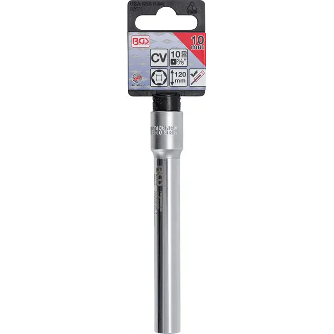 BGS Dopsleuteldop zeskant, extra diep - aandrijf-binnenvierkant 3/8" - 10 mm