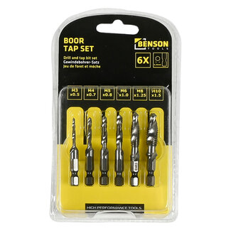 Benson Boor-Tap Set 6-delig – M3 t/m M10 – Boren, Tappen en Verzinken