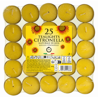 Citronella Theelichten 25 stuks – Sfeervol en Muggenwerend