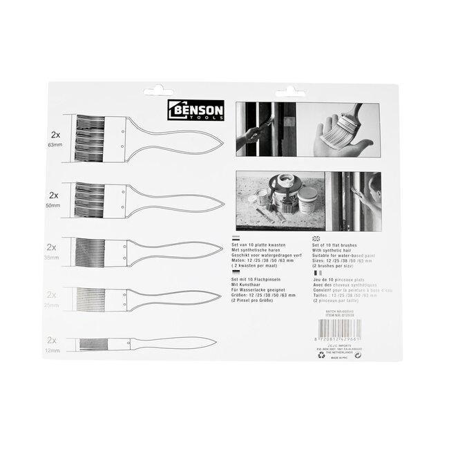 Benson Kwastenset synthetisch 10 stuks plat