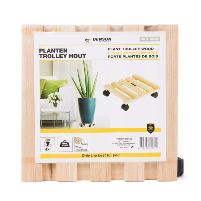 Benson Planten trolley hout 30 x 30 cm