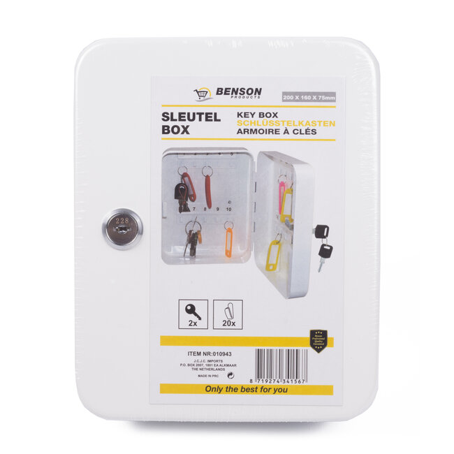 Stahlex Sleutelkast 20 haken wit