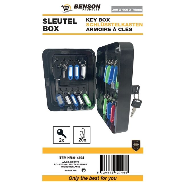 Stahlex Sleutelkast 20 haken zwart