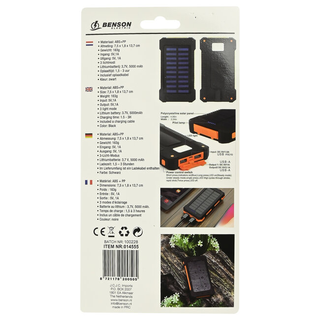 Benson Solar powerbank 5000 mAh