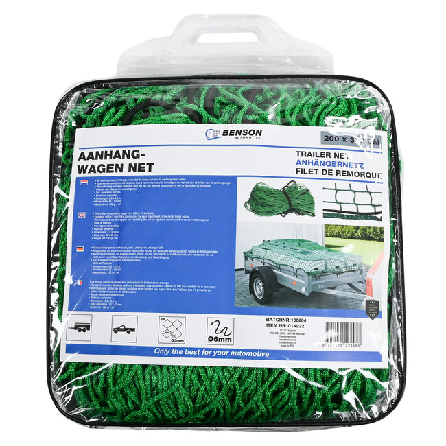 Benson Aanhangwagen net 2,0 x 3,0 meter in tas