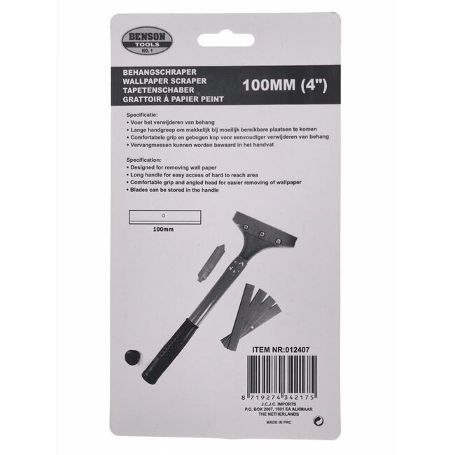 Benson Behangschraper 100 mm + 5 reservemessen