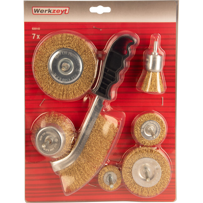 Werkzeyt Staalborstels Set – 7-delig – Messing Coating