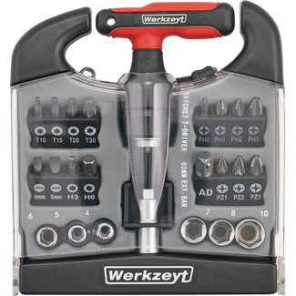 Werkzeyt Mini T-Dopsleutelset – 24-delig – Ratel