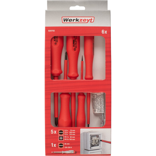 Werkzeyt Schroevendraaierset – 1000V – 6-delig – VDE