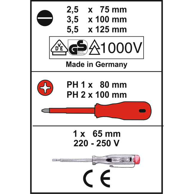 Werkzeyt Schroevendraaierset – 1000V – 6-delig – VDE