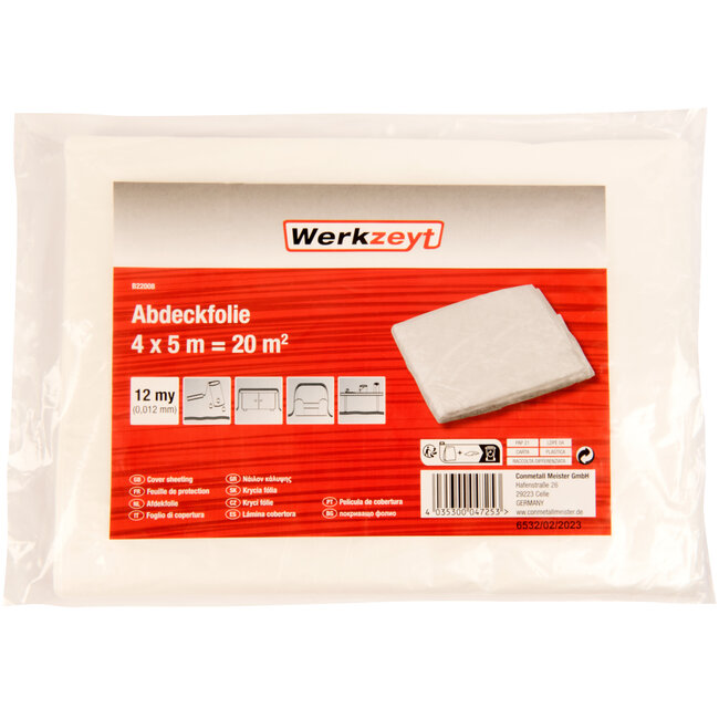 Werkzeyt HDPE Afdekfolie – 4 x 5 m – 12 my