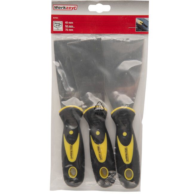 Werkzeyt Plamuurmessenset – RVS – 3-delig – Softgrip