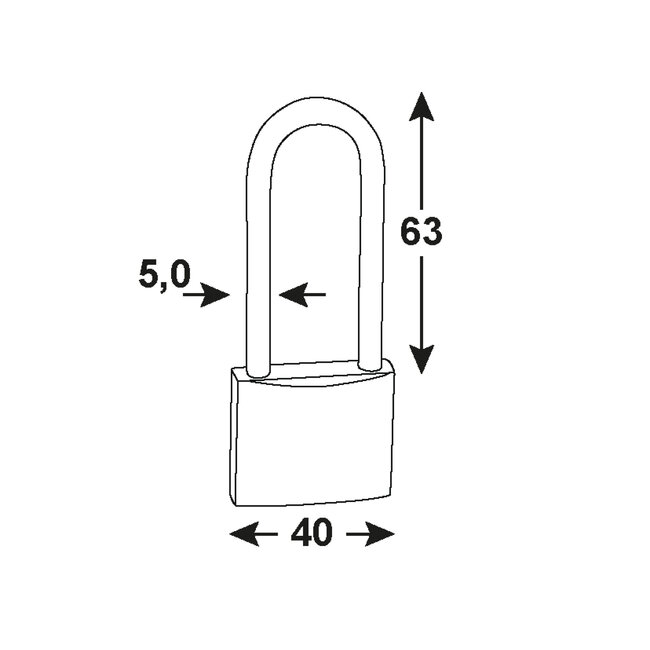 Werkzeyt Hangslot met Lange Beugel – Messing – 40mm