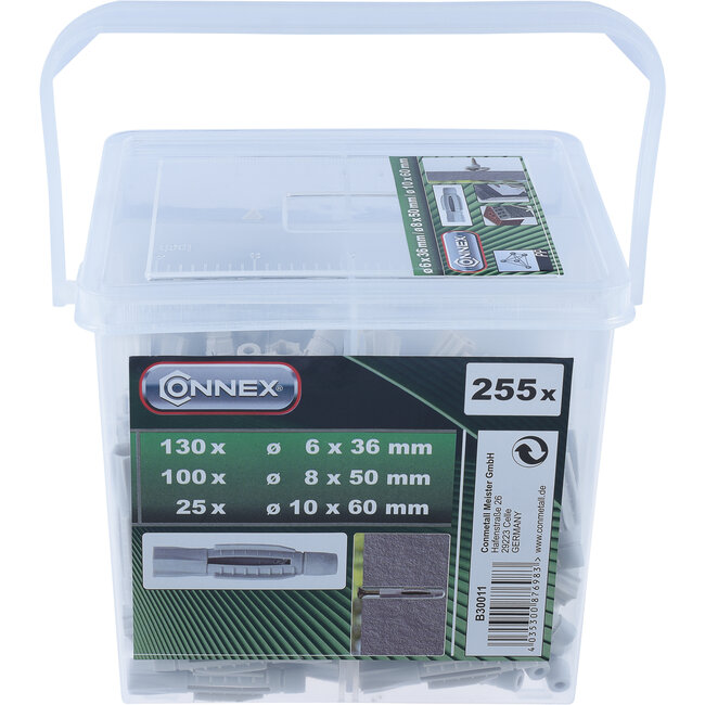 Connex Hollewandpluggen Set – 255-delig – 6, 8, 10 mm