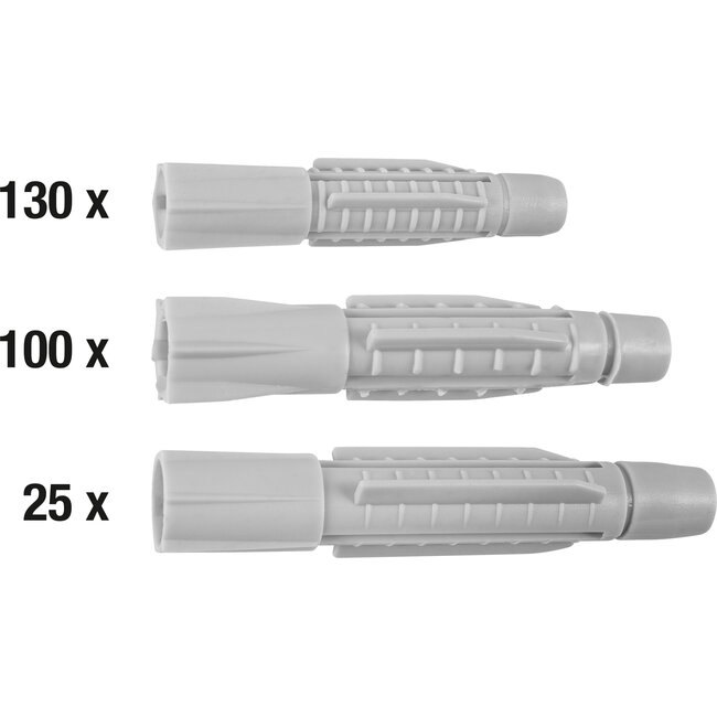 Connex Hollewandpluggen Set – 255-delig – 6, 8, 10 mm