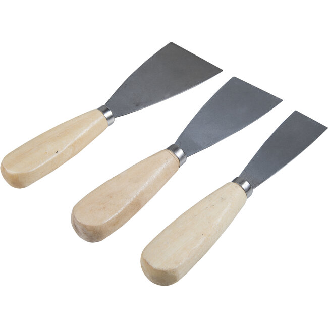 Werkzeyt Plamuurmes Set 3-delig – Staal & Hout