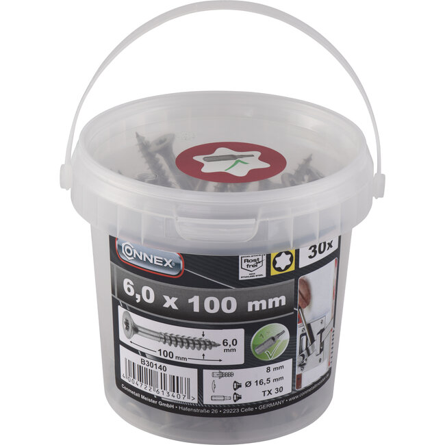 Connex Universele Schroeven RVS – 5.0x100mm – 30 stuks