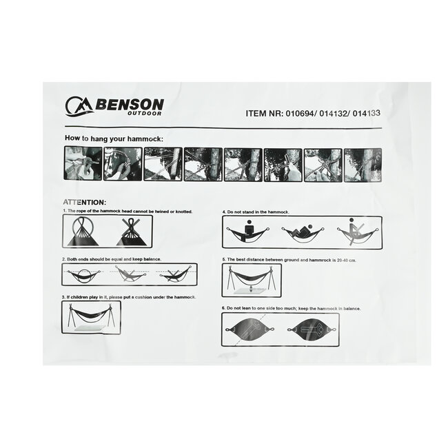 Benson Hangmat compleet 200 x 100 cm gestreept