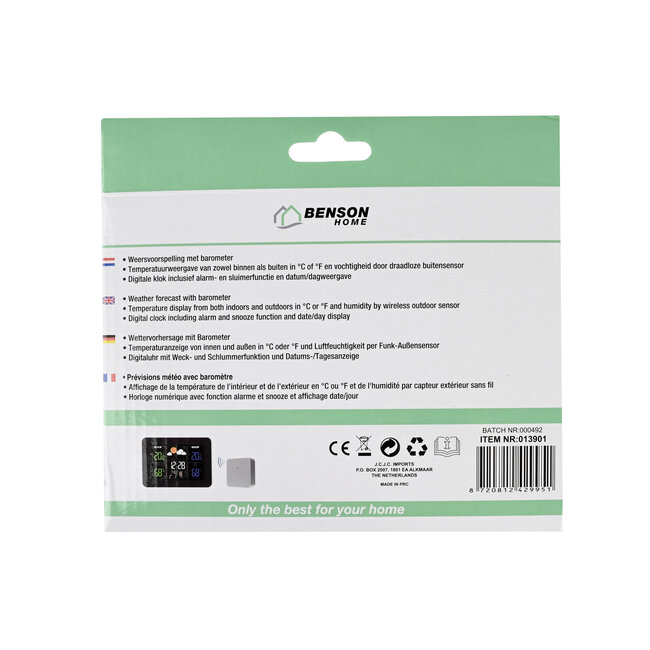 Benson Weerstation met barometer in-en outdoor