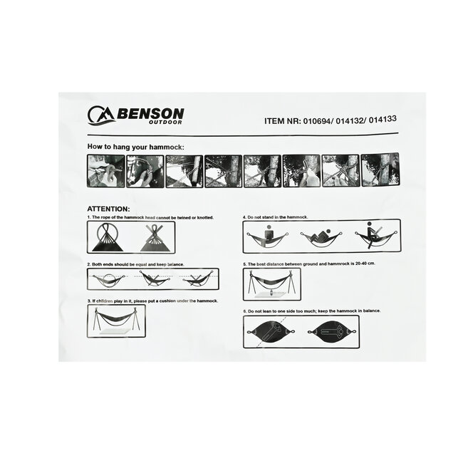 Benson Hangmat compleet 200 x 100 cm beige