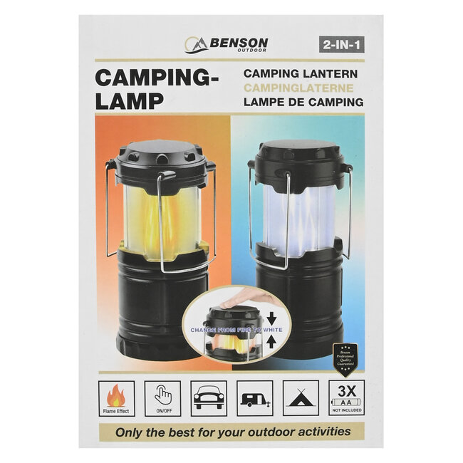 Benson Campinglamp flame effect 2-in-1