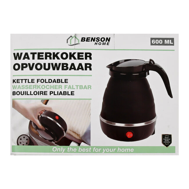 Benson Waterkoker opvouwbaar 600 ml zwart