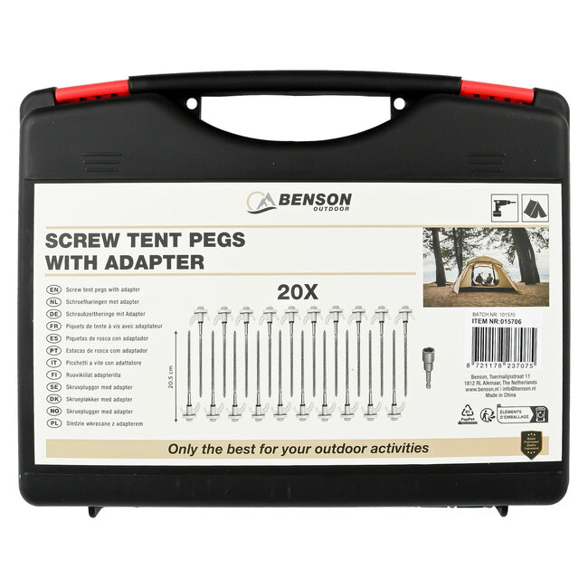 Benson Schroefharingen,  20 delig met adapter en koffer