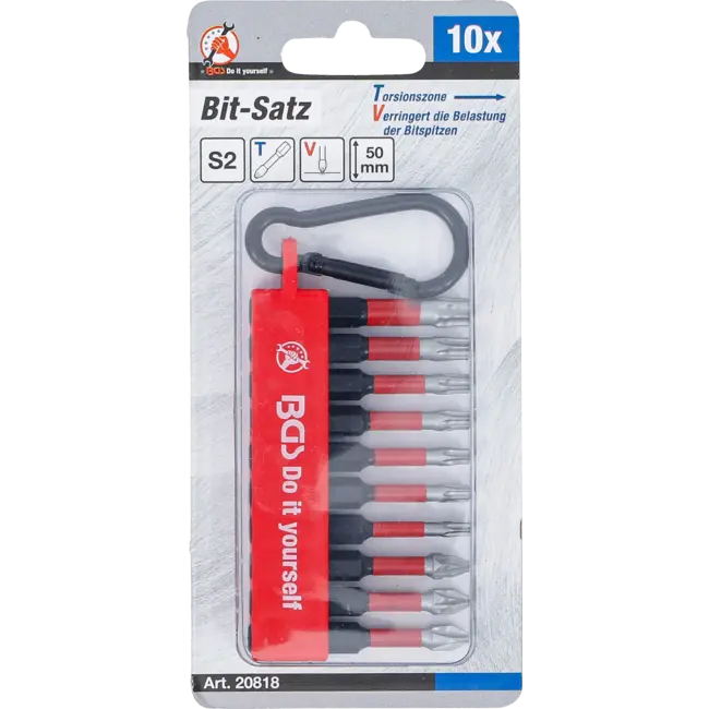 BGS Torsie-bitset - aandrijving buitenzeskant 1/4" - 50 mm - 10 delig