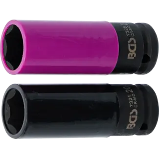 BGS technic Kracht wielmoer doppenset - 1/2" - 20,5 / 21,5 mm - 2 delig