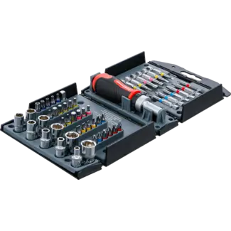 BGS Do it yourself Bit-/dopsleutelset - met rateldraaigreep voor bits, omschakelbaar - 53 delig