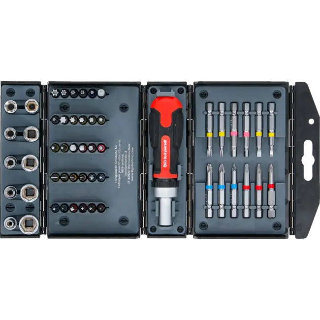 BGS Bit-/dopsleutelset - met rateldraaigreep voor bits, omschakelbaar - 53 delig