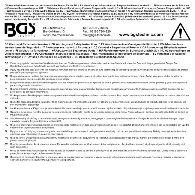 BGS STI eentraps draadsnijtap - HSS-G - M12 x 1,5 mm