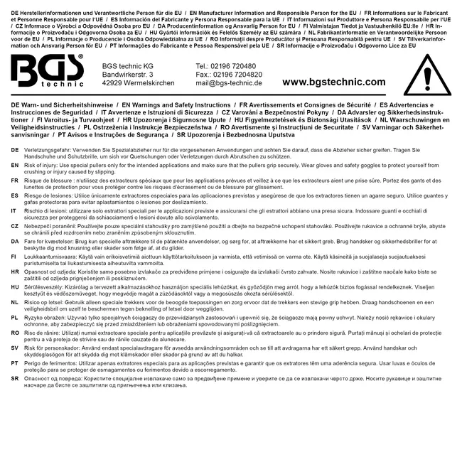 BGS Potgat binnenlager trekkerset - 10 delig