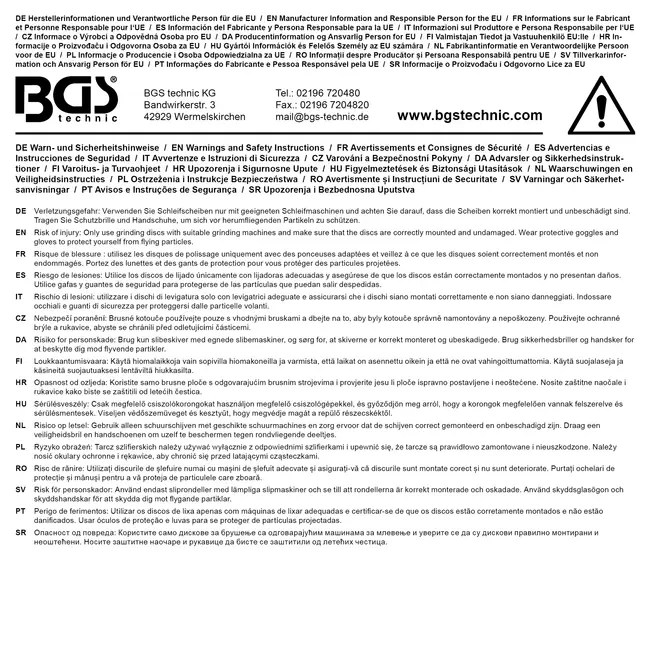 BGS Fiber-schuurschijfset - korrel 100 - aluminiumoxide - 10 delig
