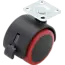 BGS Zwenk-duowiel met rem - rood/zwart - 50 mm