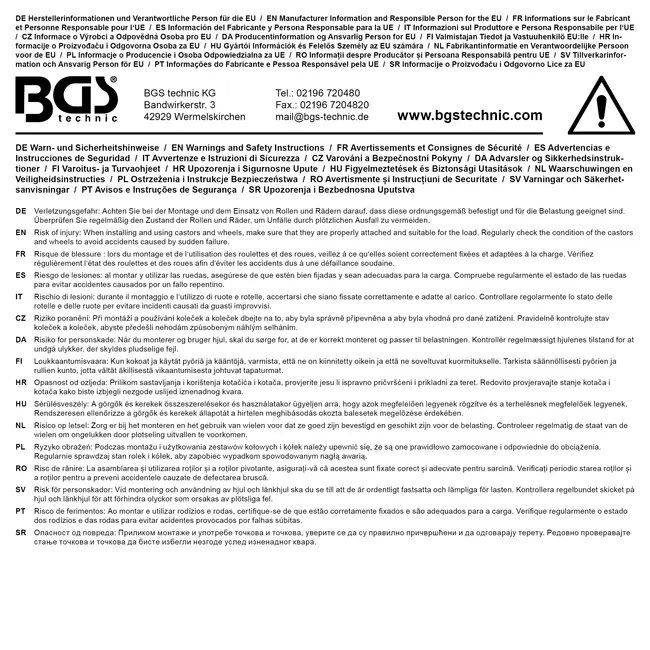 BGS Zwenk-duowiel met rem - rood/zwart - 50 mm