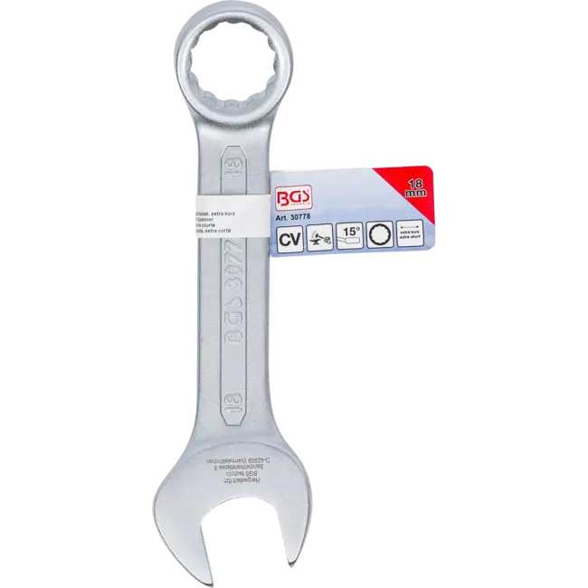BGS Steekringsleutel, extra kort - 18 mm