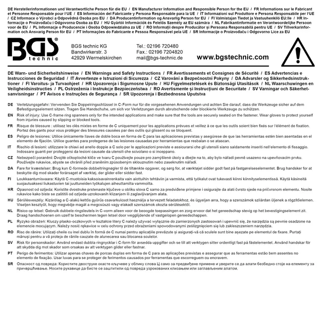 BGS Dubbele ringsleutel C model twaalfkant - 17 x 19 mm