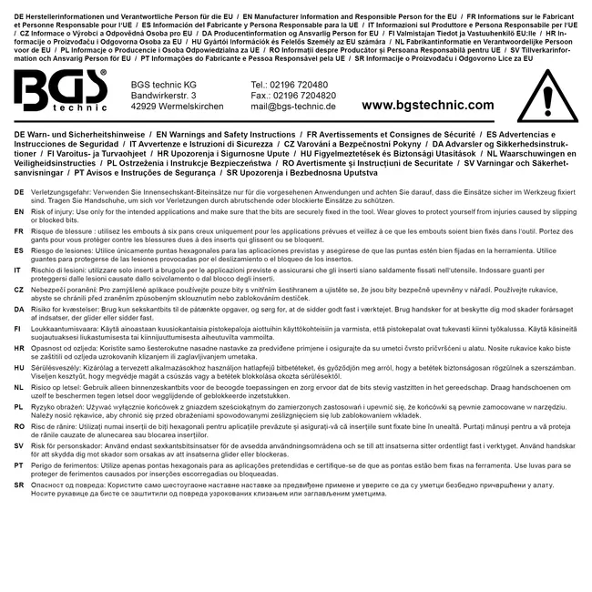 BGS Dopsleutelbit 1/4" binnenzeskant met boring 4 mm