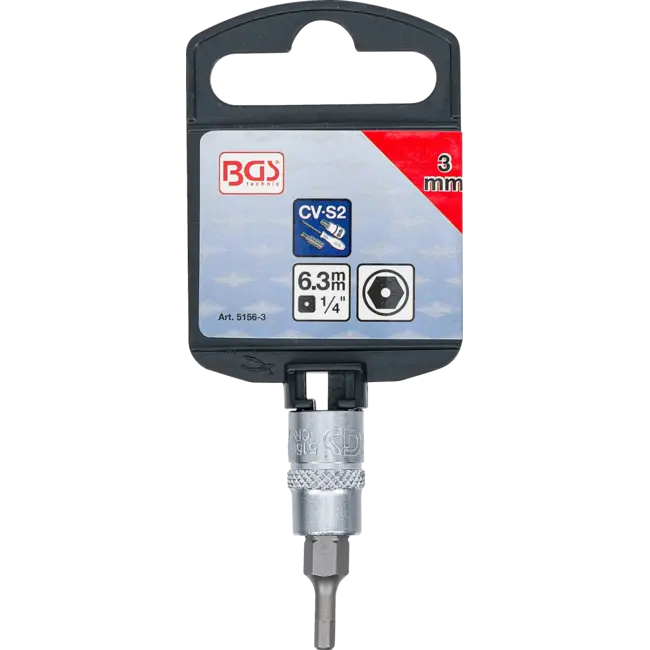 BGS Dopsleutelbit 1/4" binnenzeskant met boring 3 mm