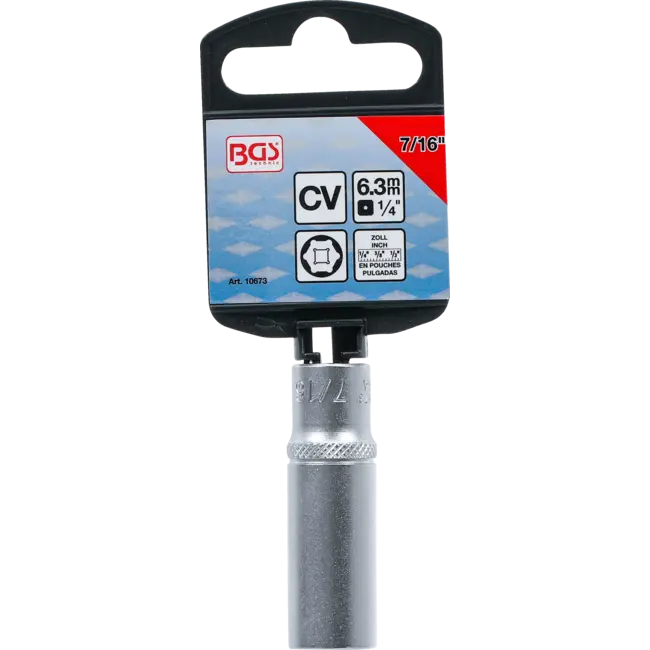 BGS Dopsleutel zeskant, diep 1/4" 7/16"