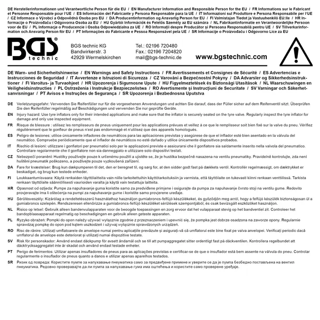 BGS Reserve slang voor bandenvulpistool 0,4 mm